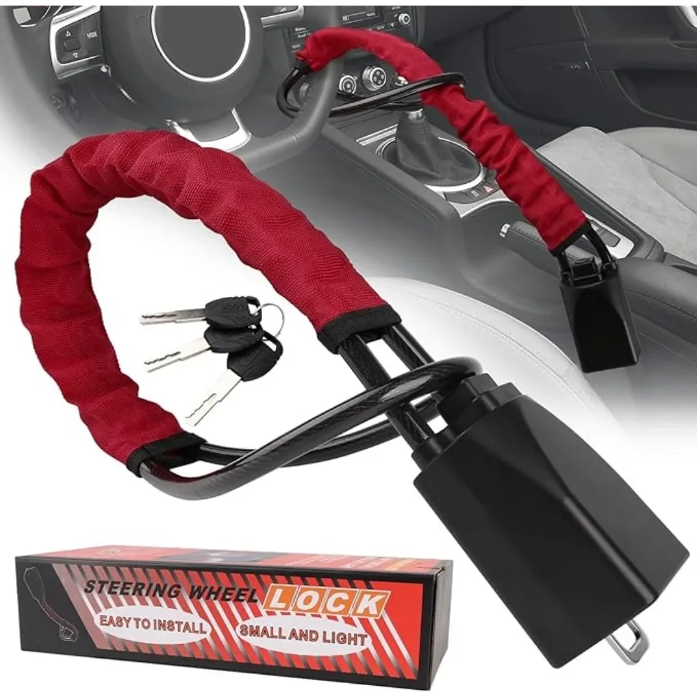 

Четыре цвета, автомобильная безопасность, универсальное противоугонное устройство, замок на руль автомобиля, усиленный тросовый замок красного, желтого, черного цвета