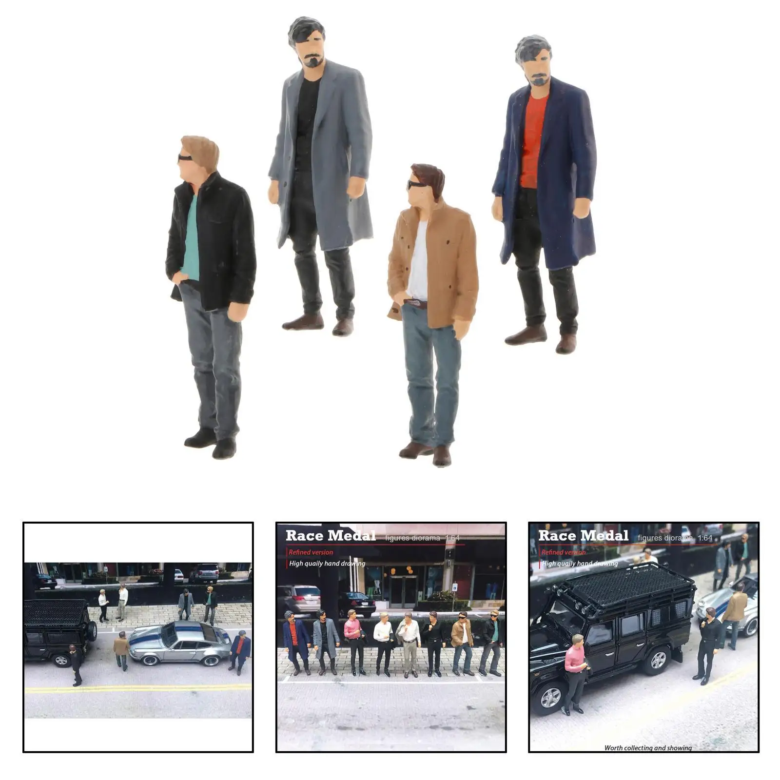 1:64 Diorama pintado figura pessoas jaqueta modelo roda de parque de construção