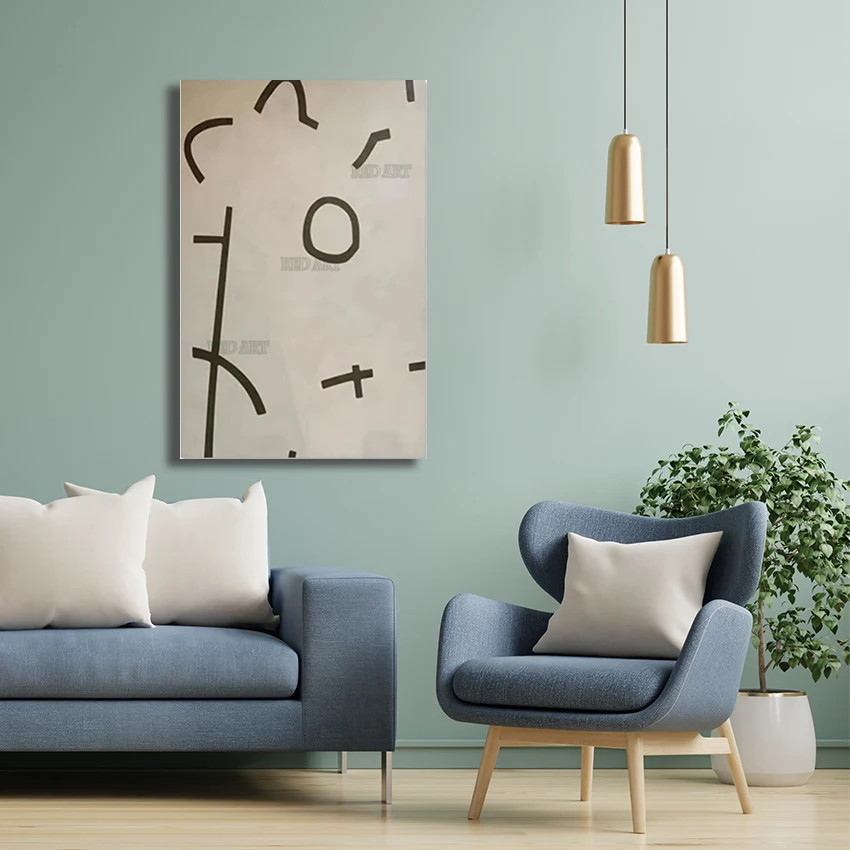 

Простая абстрактная акриловая картина с черными линиями, декоративный предмет ручной работы без рамы, большие фрески на холсте, настенная картина, художественная панель