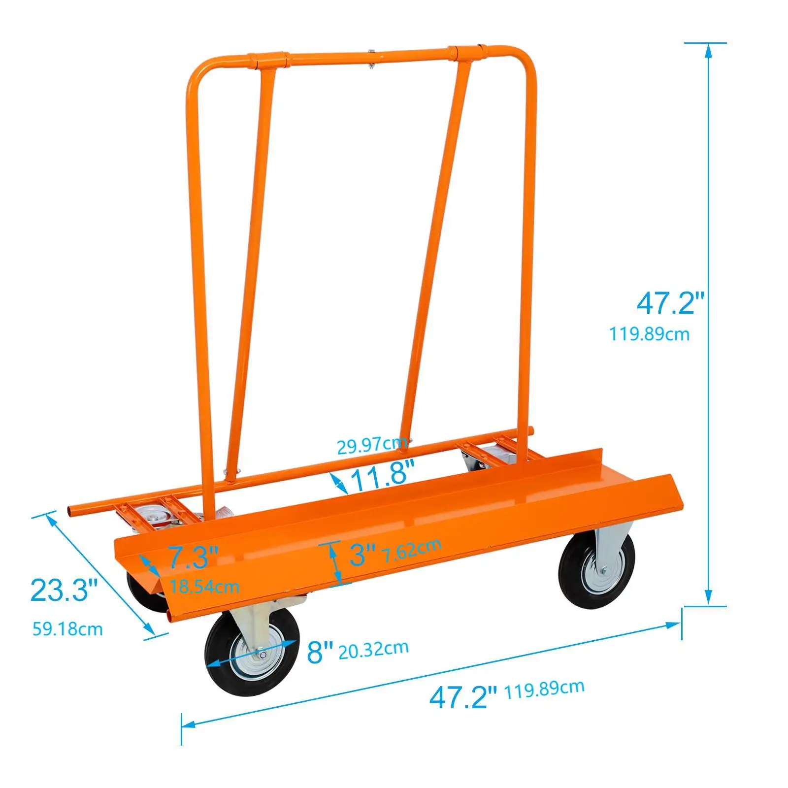 Carrito de ruedas con capacidad de carga de 1800 Lb, con revestimiento de polvo con frenos, adecuado para paneles de yeso pesados, madera para acampar en movimiento