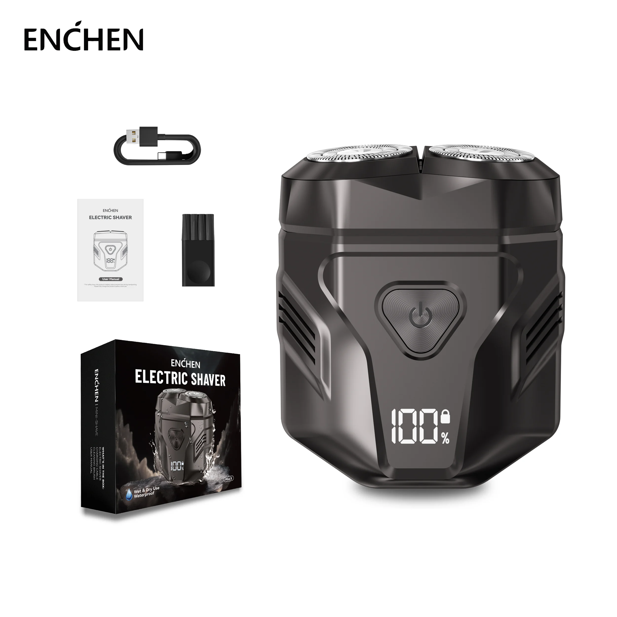 ENCHEN Mini X Electric Shaver for Men Beard Trimmer Full Body Waterproof with Type-C Fast Charging Safety Lock And LED Display