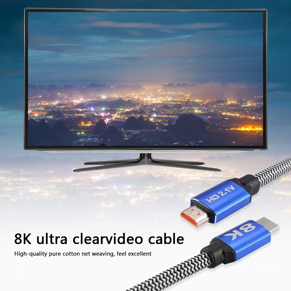 

8K@60Hz 4K@120Hz HDMI-comptible2.1 Cable Support ARC HDCP HDR10 48Gbps High Speed Braided Cord for HDTV/PS5/Blu-ray Display