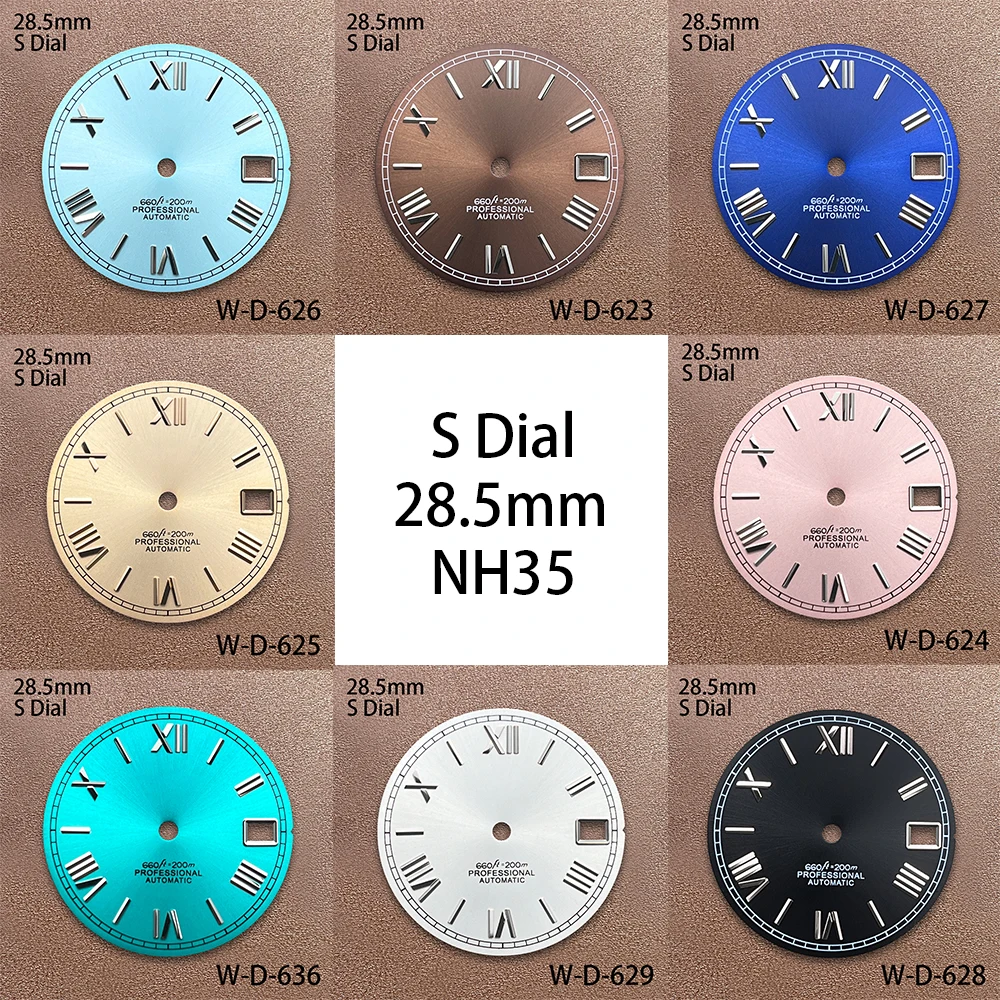 

28.5mm S Logo Rome Dial Fit NH35/NH36/4R/7S Japan Movement Sunray Dial Watch Modification Accessories