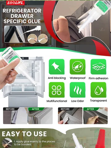 Special glue for refrigerator, super glue, plastic glue, refrigerator seal, transparent, low temperature tolerance, antifreeze.