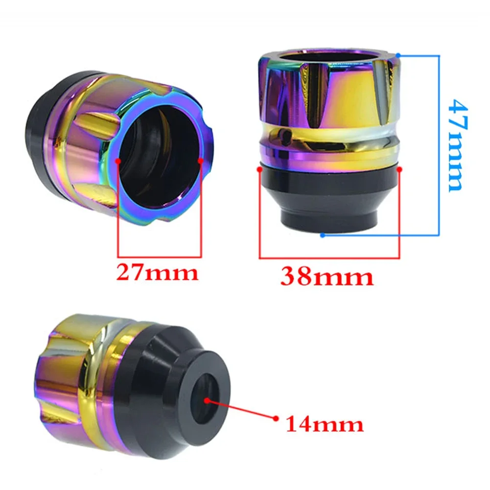 2PCS Burning Titanium Motorcycle Frame Slider Aluminum Front Fork Cup Falling Crush Protector Carbon Fiber for Motorbike Scooter