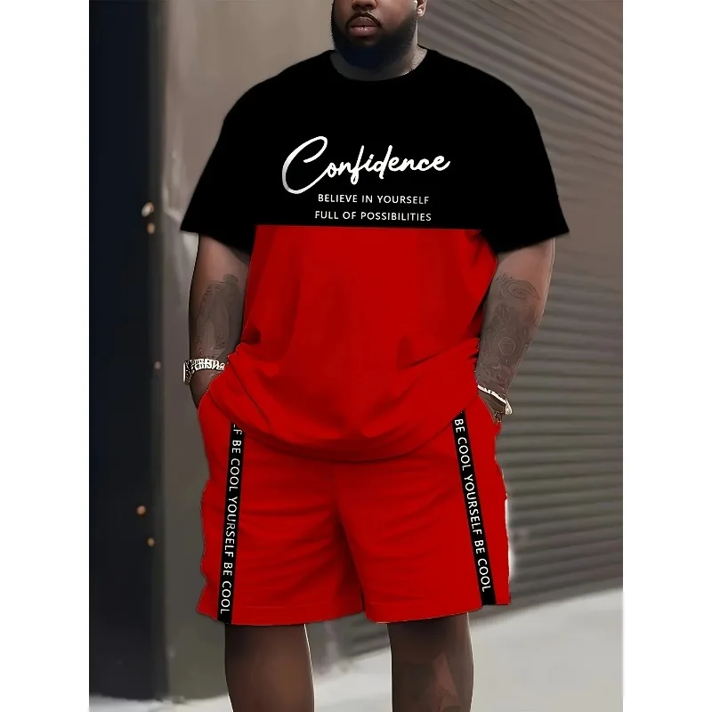 2025 Fashion Summer Large Men's 3D Printed Short Sleeved Top and Shorts 2-piece Set Outdoor Casual T-shirt and Shorts