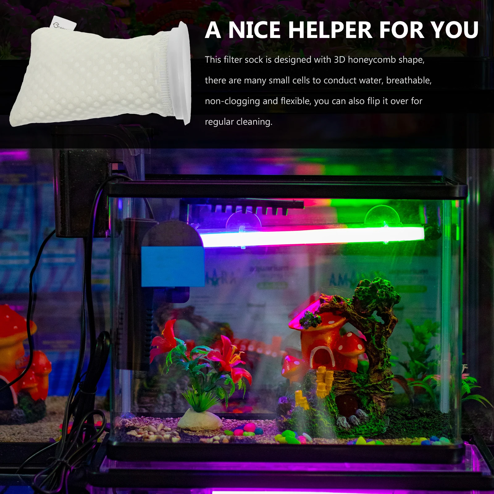 

11pcs Fish Tank Filter Socks 3D Honeycomb Aquarium Filtering Bags Saltwater Filter Washable For Clean Water Purification