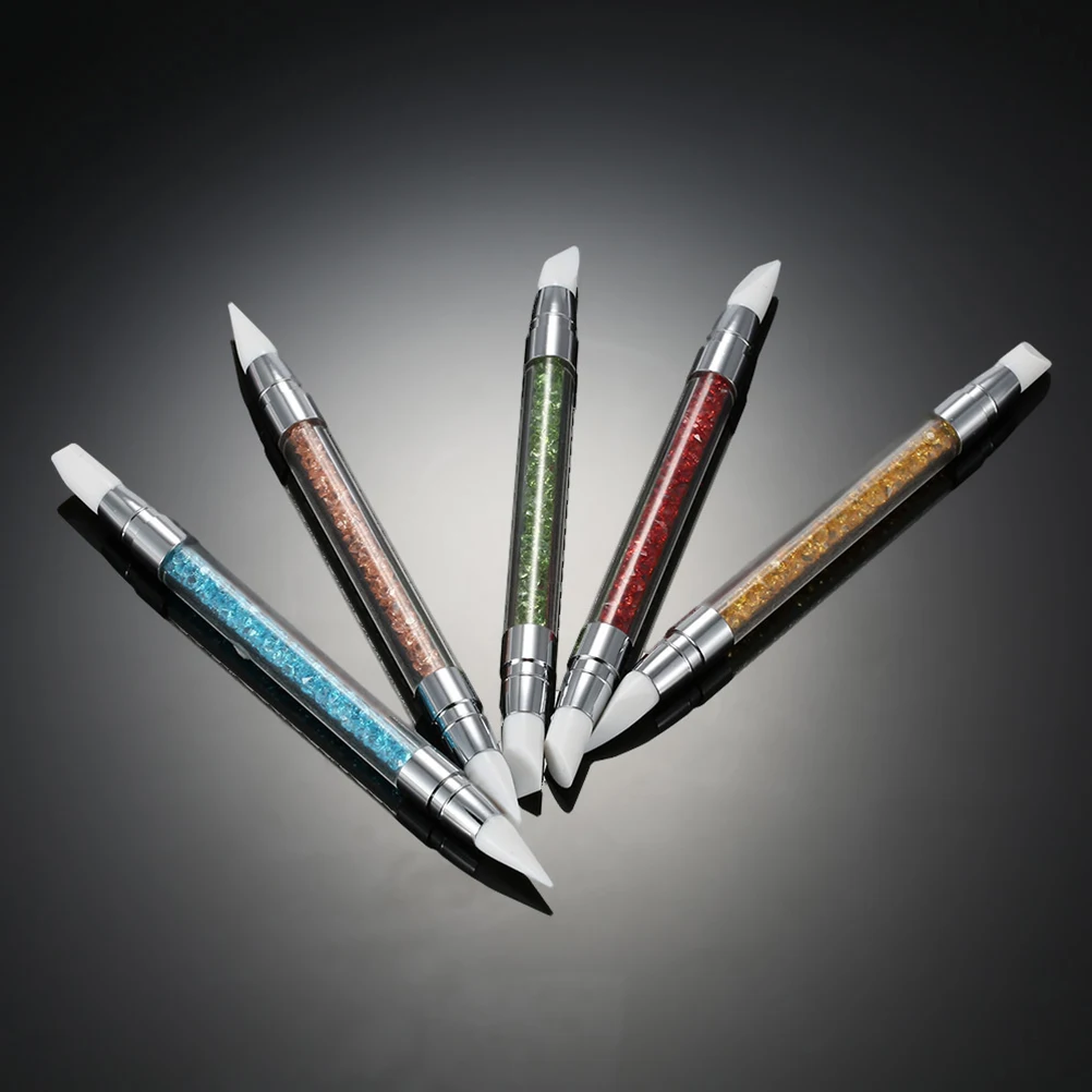 

5pcs Hollow Pen Pen Accessories Silicone Dual Head Tools For 3D Design Kit Nail Art Tools Art Supplies Nail Brush