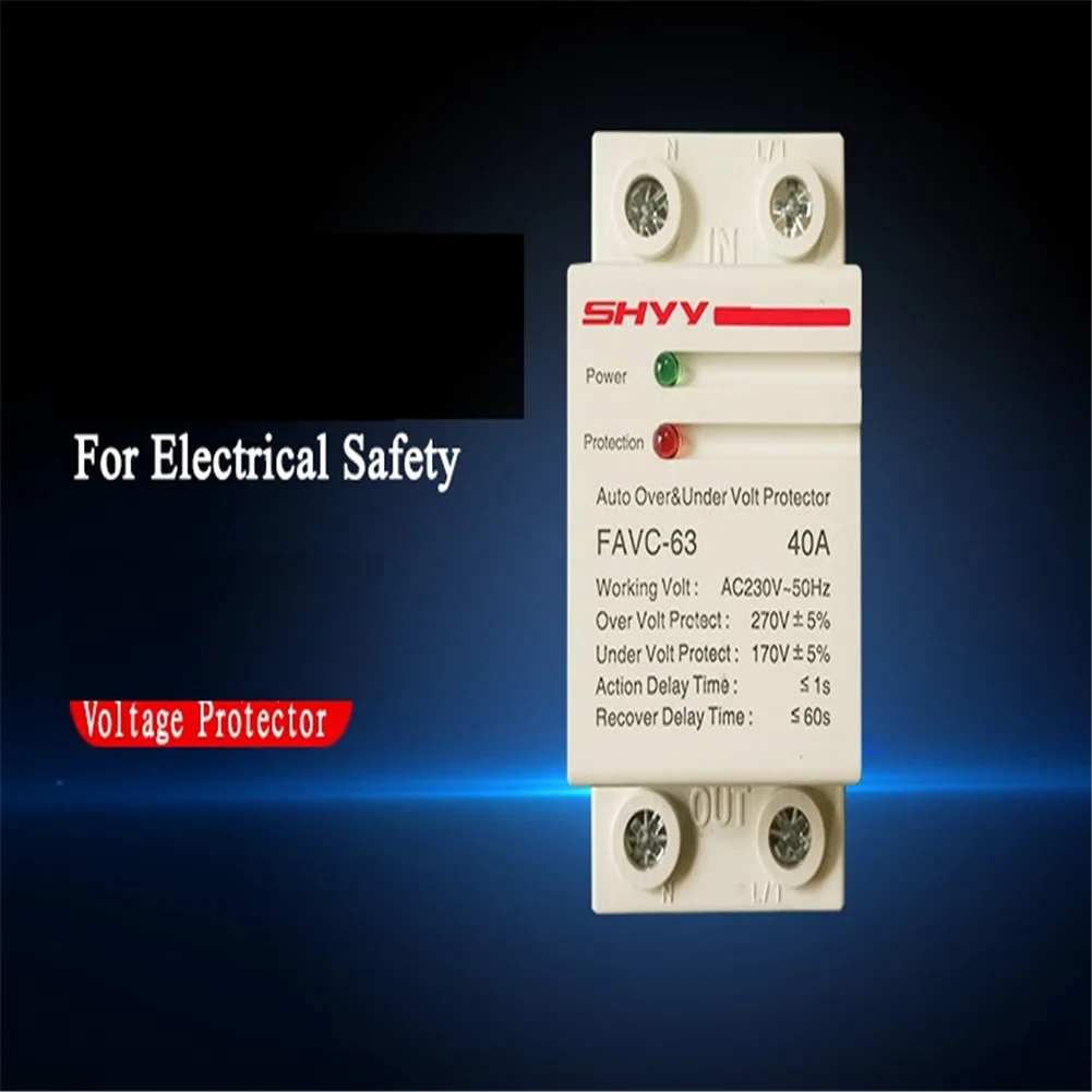 Self-resetting  Over-under-voltage  Protective  Devices Household 220v 63a 2p Automatic Recovery Over/under Voltage Protector