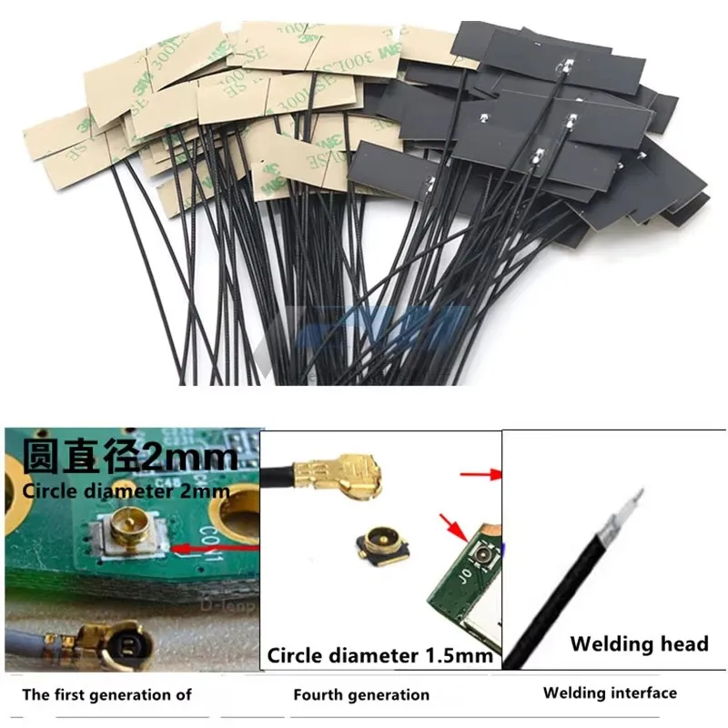 5 sztuk / partia WiFi 2.4G Wbudowana elastyczna antena FPC o wysokim wzmocnieniu Moduł Bluetooth ZigBee Antena krosowa Ipx Antena IPX do FPC — zdjęcie 4