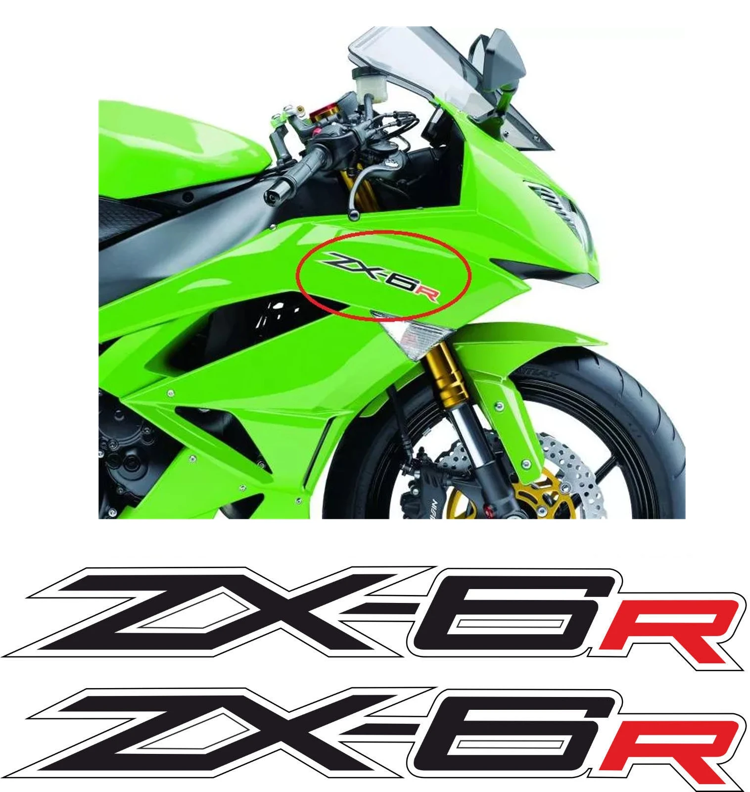 200mm x 25mm Motorcycle ZX-6R ZX6R  Left Right Fairing Decals Stickers For Kawasaki ZX-6R ZX6R