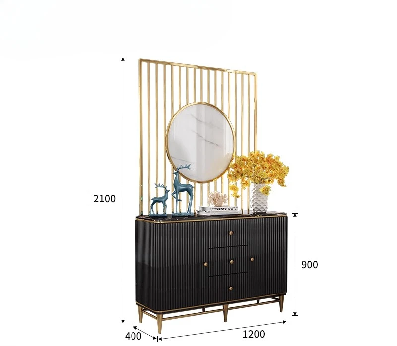 

modern rock slab household shoe cabinet Italian cream style solid wood porch cabinet marble simple