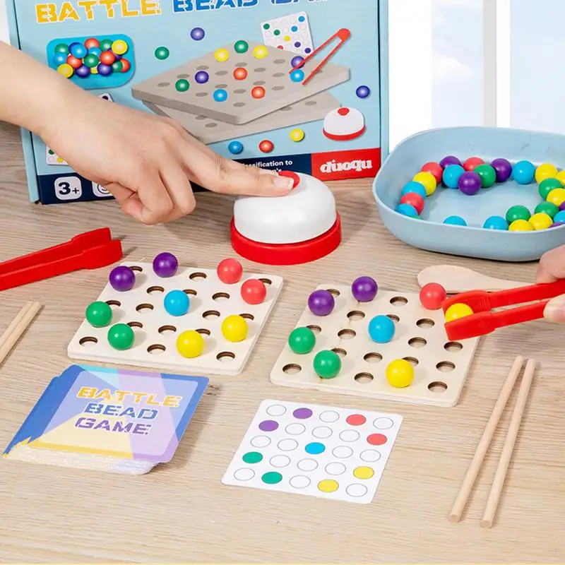 

Wooden Peg Board Beads Game Number Color Cognitive Bead Matching Game Early Educational Toys Parent-Child Interactive Bead Game