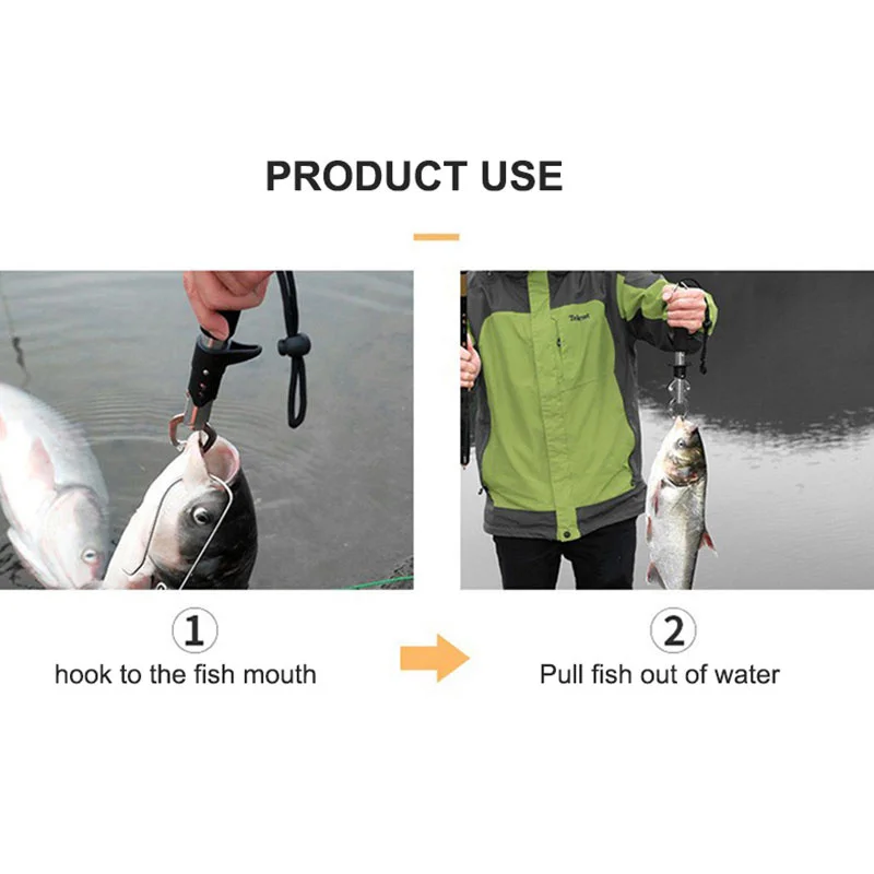 ORJD Stainless Steel Fish Catcher Plier Fishing Grip Clip with Scale Ruler Lip Control Tool Pincer Carp Grabber Fishing Tackle