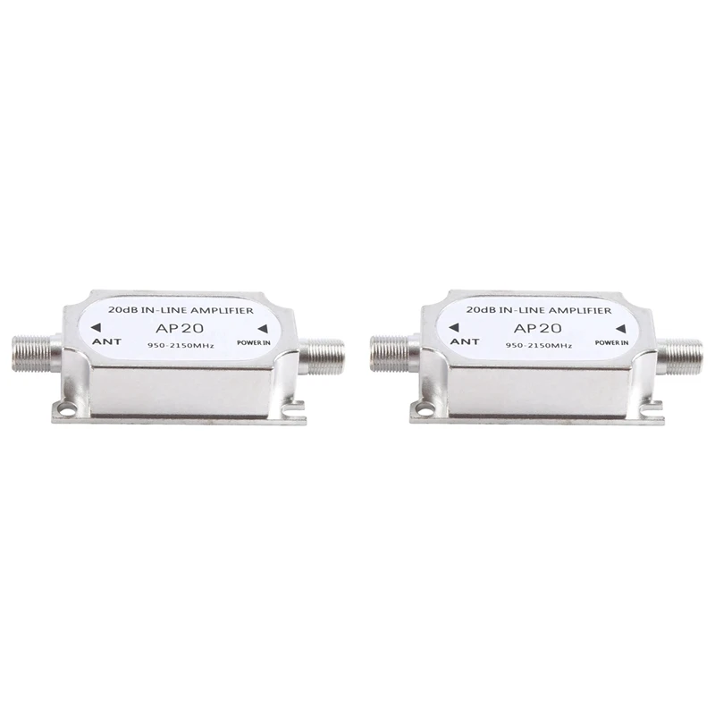 

2X AP20 Satellite 20DB In-Line Amplifier 950-2150MHZ Signal Booster For Antenna Cable Run Channel Strength