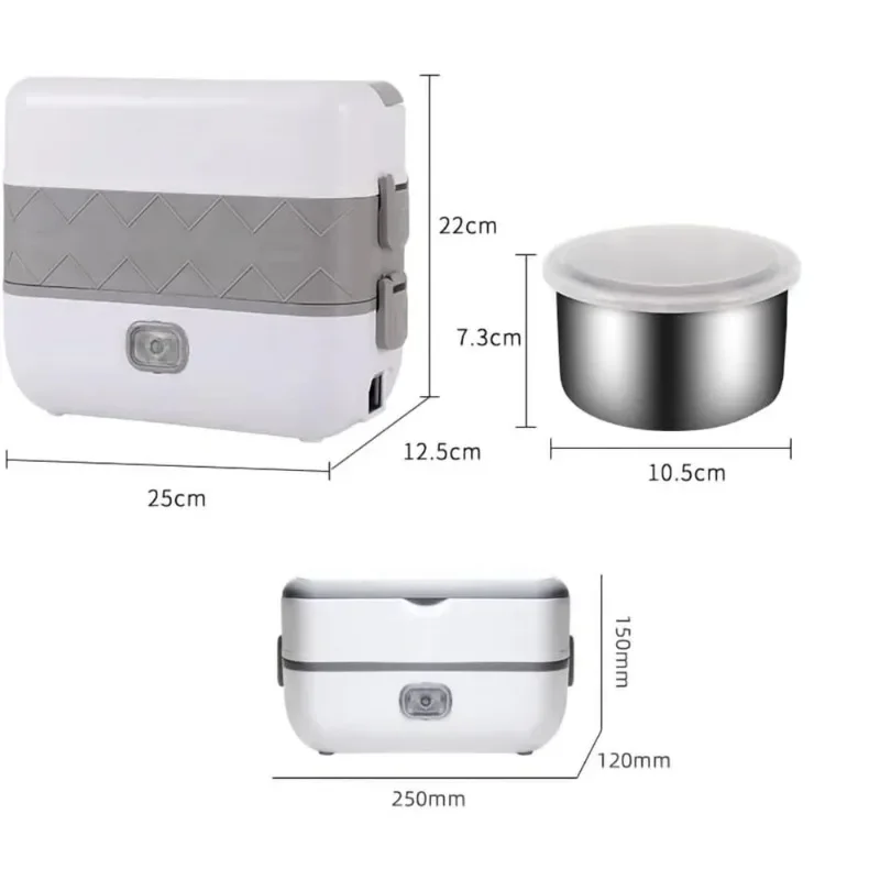 Electric Lunch Box Food Warmer Portable Food Heater Self Cooking Electric Lunch Box ice Cooker 2 Layers 1600ML Heated Lunch Box