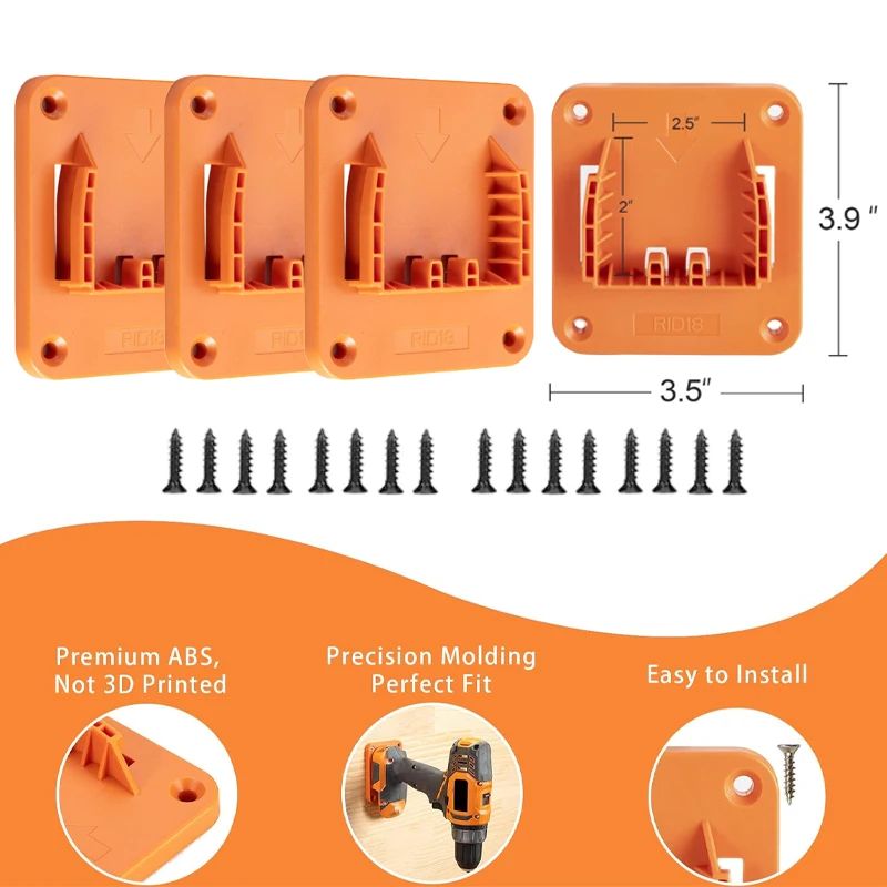 

1/2/3 Piece Wall Mount Tool Drill Holder for Ridgid 18V Battery Tool Storage with Screws for Easy Installation of Tool Holder