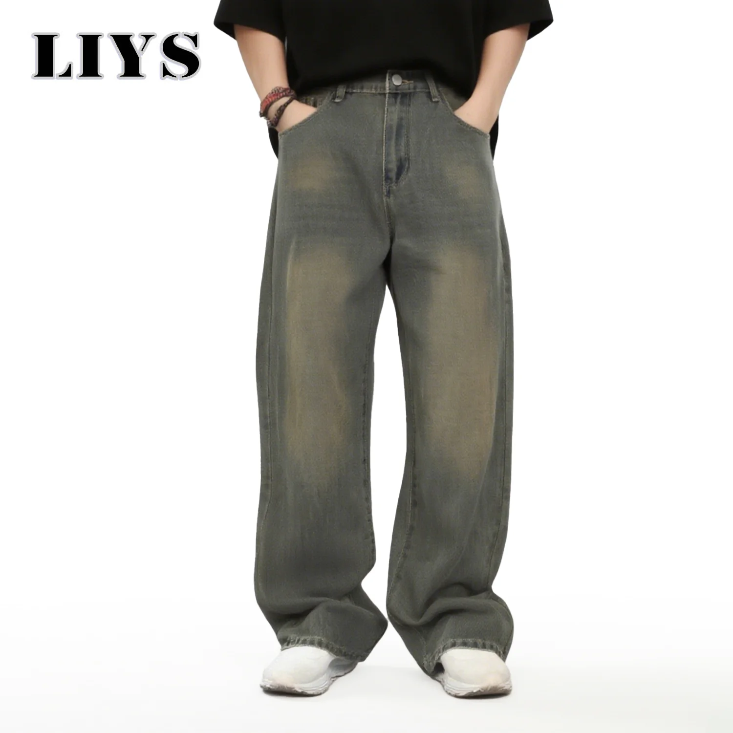 

2025 Men's European American Retro Loose Straight Leg Jeans Autumn Women's Baggy Washed Denim Pants Winter Street Casual Jeans