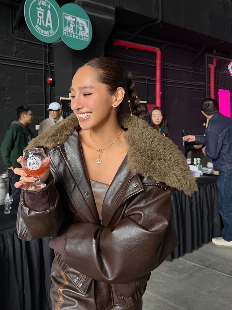 

Maru Maruco High Quali Wool Collar 90 White Du down Jaet Anti-Cold Durable Ladies Casual Sle Thiened Winter Coat