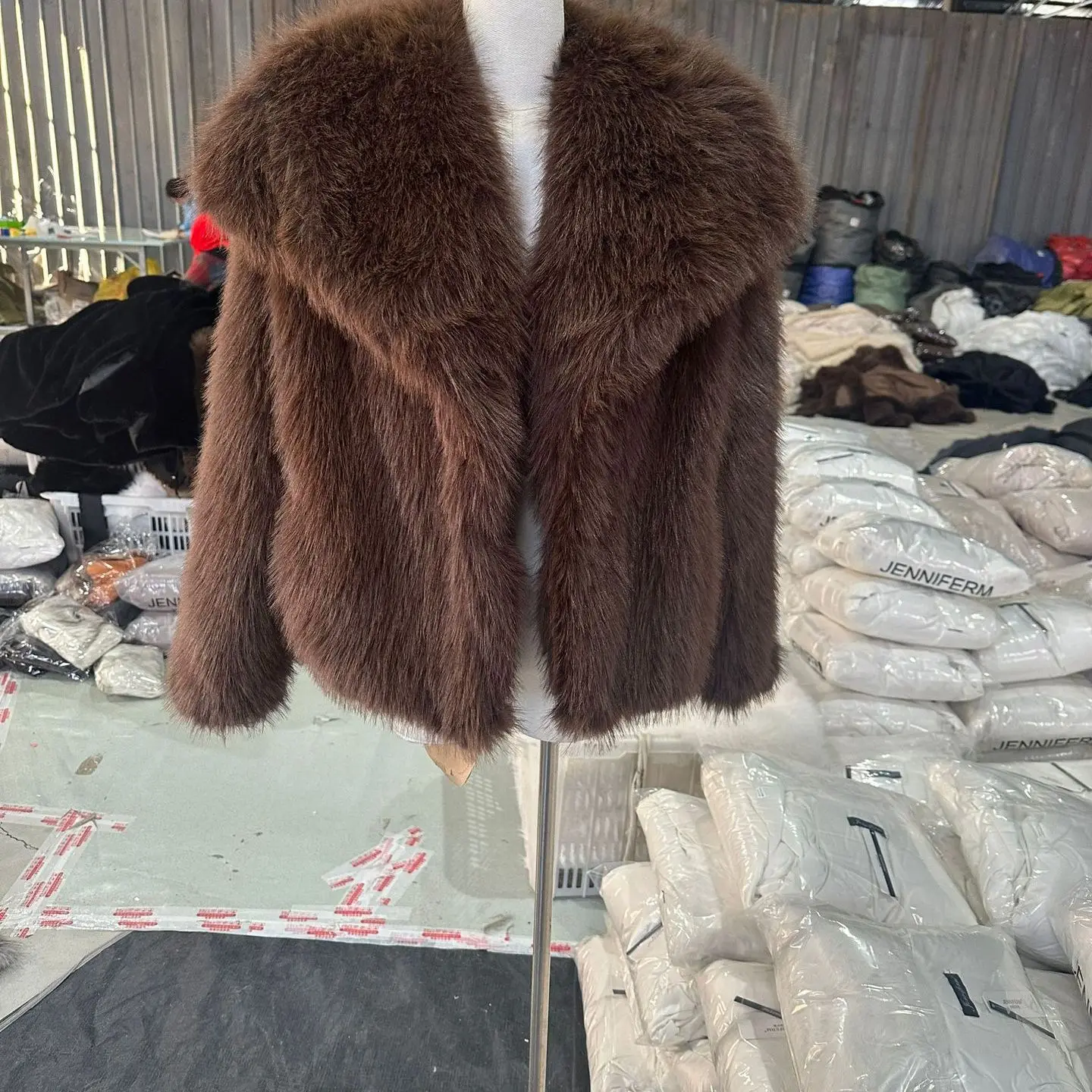 معطف فرو نسائي ort فضفاض بياقة كبيرة شتاء دافئ محاكاة الفراء Jaet السيدات الجزء العلوي من الجسم حجم كبير رقيق ort Sle