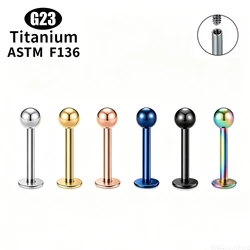 1/10pcs G23 Titanium Earrings Piercing Jewelry Nose Stud Labret PVD Plated Basic Classic For Ear