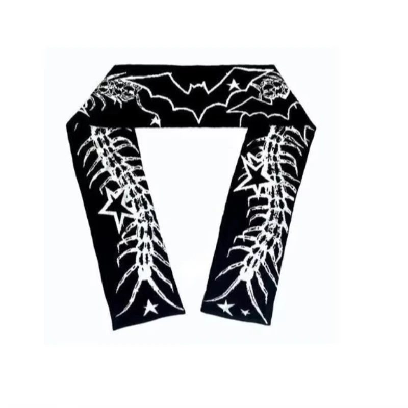 Korean version of autumn and winter dark anime elements double-sided jacquard situation trend versatile scarf shawl Y2K