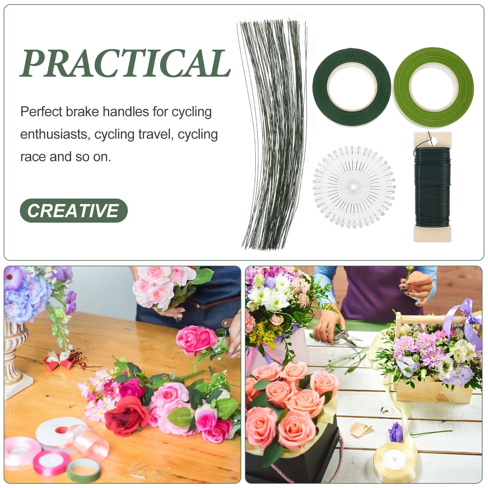 

Flexible Floral Tool Set 24pcs Wire Stem Green Tape Flower Arrangement Supplies Wedding Decor Kit Wreath Wrap Picks Branches