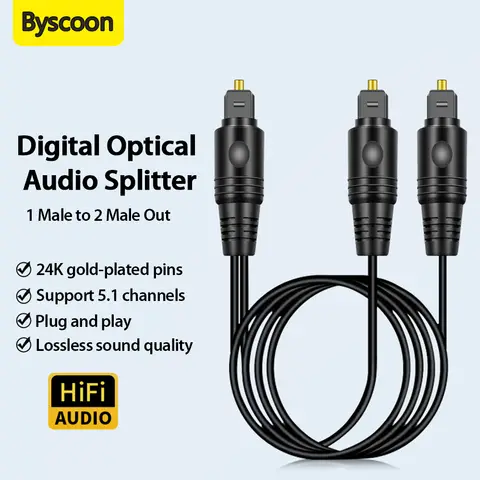 디지털 광 오디오 분배기 1 in 2 Out Toslink 광섬유 1 남성 – 2 남성 케이블(홈 시어터 스테레오 시스템용)