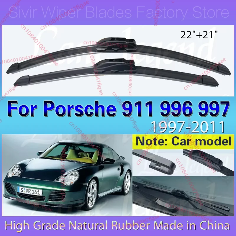 

Car Front Wiper Blade For Porsche 911 996 997 1997 - 2011 Soft Rubber Windshield Windscreen Wipers Car Accessories 22"+21"