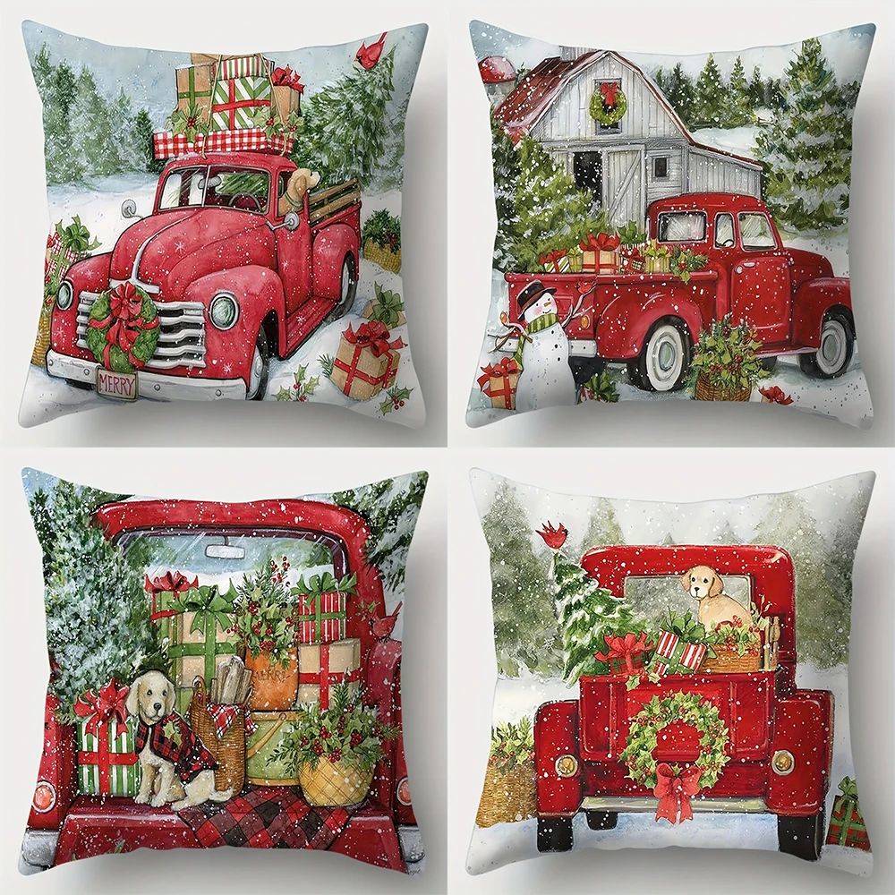 Christmas theme pillowcase New Year gift Car Christmas Tree pillow cover home room decoration living room sofa cushion cover