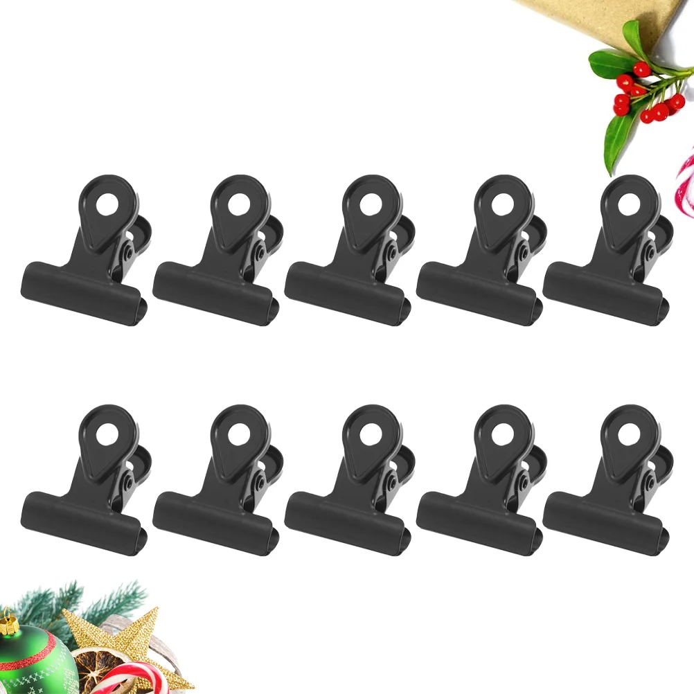 

10PCS Metal Binder Clips Plating Paper Clamp Hinge Clips Copper Paper Clips - 20mm (Black) copper clip