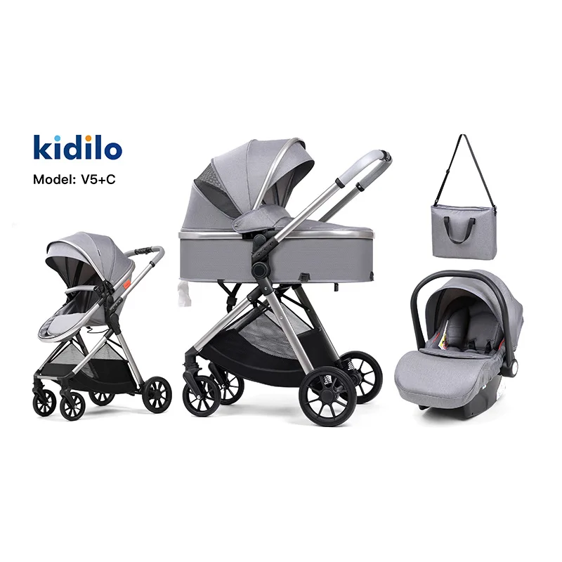 

Kidilo baby stroller can be used for sitting and lying, with two-way high landscape and three in one multifunctional folding sho