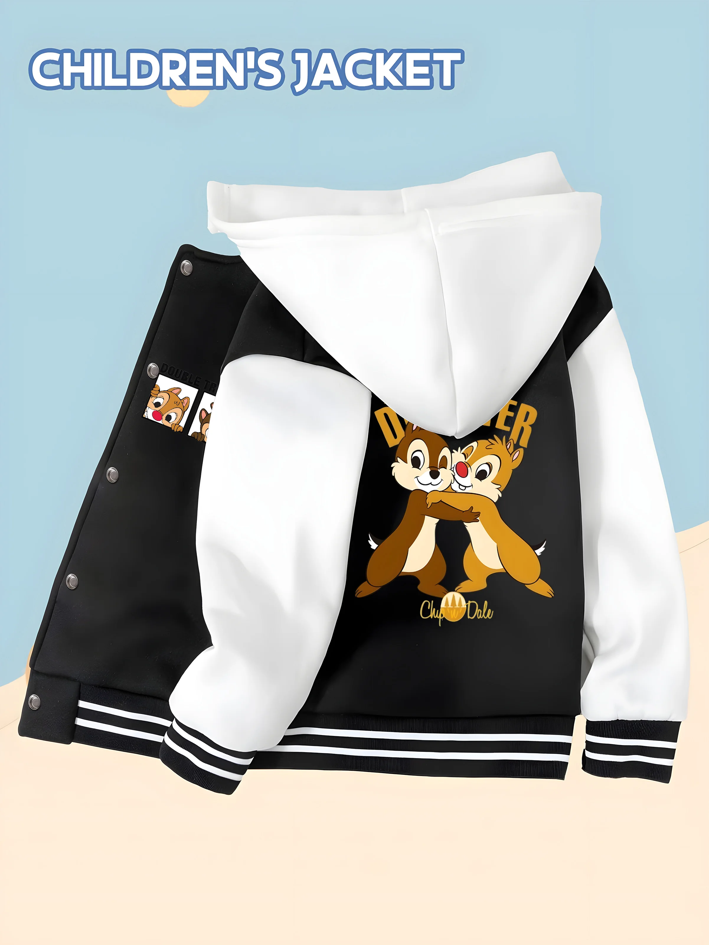 

MINISO Disney collaboration Chip & Dale kids' baseball jacket - hilarious "Disaster Master" pattern, perfect for everyday play