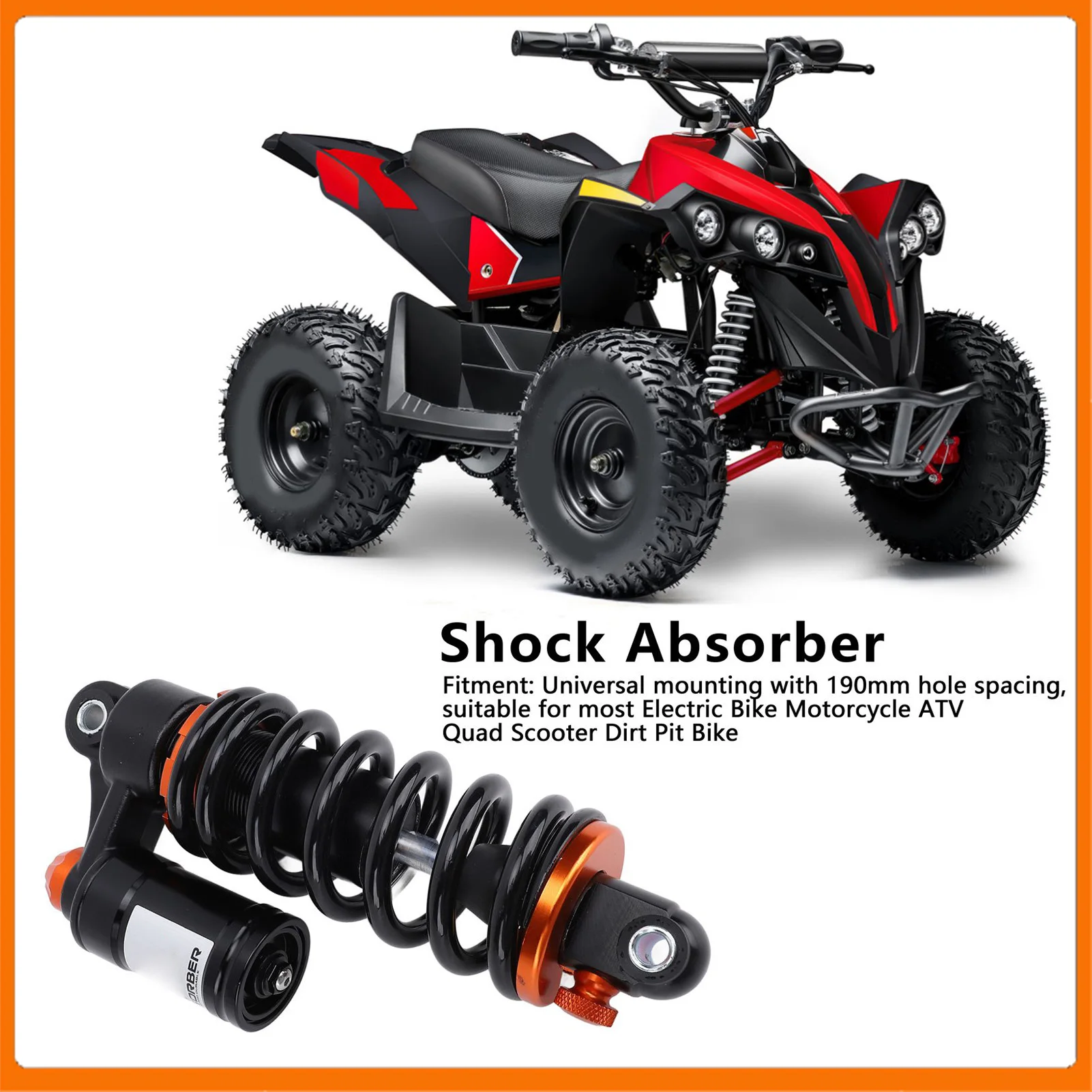 Suspension Coil Spring Shock Absorber Shock Absorber 190mm Hole Distance Easy Installation Weather Resistant for Dirt Pit Bike