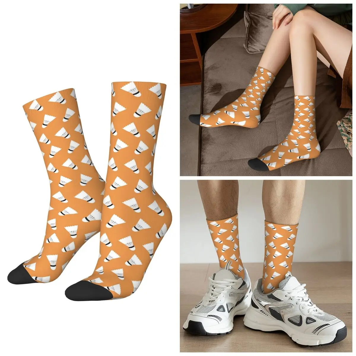 

All Seasons Badminton Shuttlecock Sports Pattern Socks Harajuku Crew Socks Hip Hop Stockings for Men Women Valentine's Day Gifts