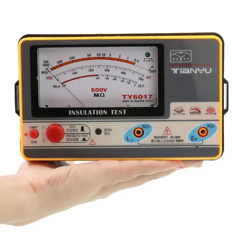 TY6017/TY6018/TY6045 Insulation Resistance Meter Megohmmeter 500V 1000V Megger Ground Tester Pointer Multimeter Type Voltmeter