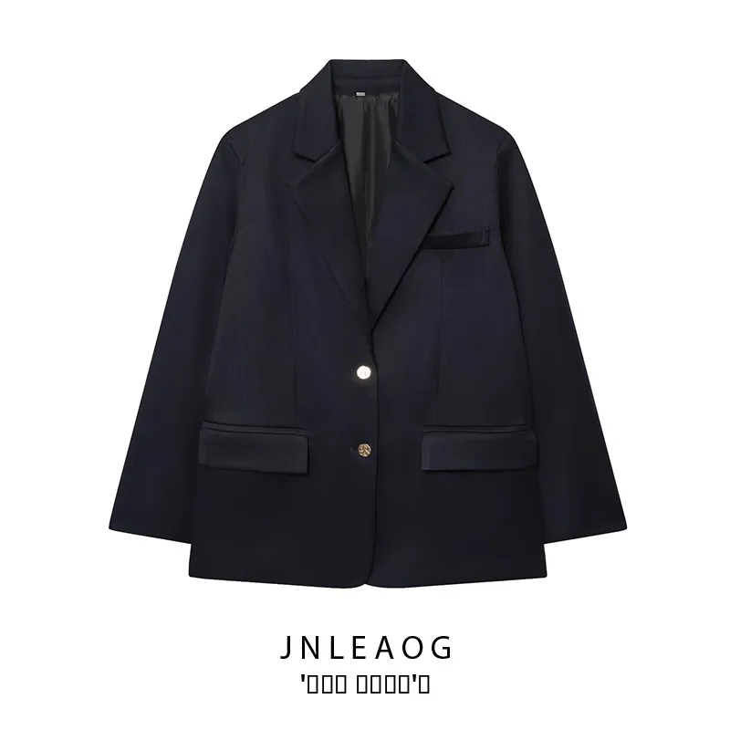 بدلة JNLEAOG Fionable مستقيمة الساق بأزرار حتى Jaet للسيدات لخريف جديد تصميم متعدد الاستخدامات من البوليستر غير الرسمي #1