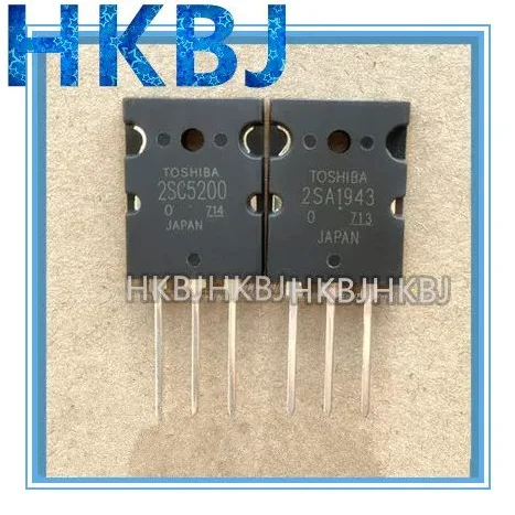 

10pcs=5pairs Original 5pcs 2SA1943 + 5pcs 2SC5200 C5200 A1943 2SA1943 2SC5200 TO-3PL Silicon PNP NPN High Power Amplifier Transi