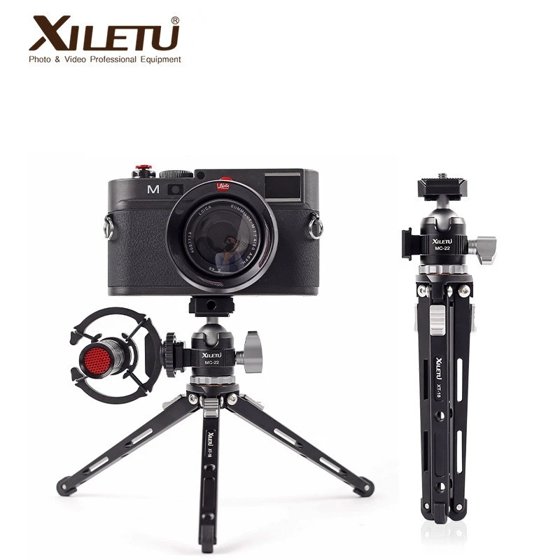 XILETU MC22 Mini Cold Shoe Ball Head Dual Use 1/4 Screw Cold Shoe Aluminum Alloy for Camera Phone Speedlite Tripod Selfie Stick