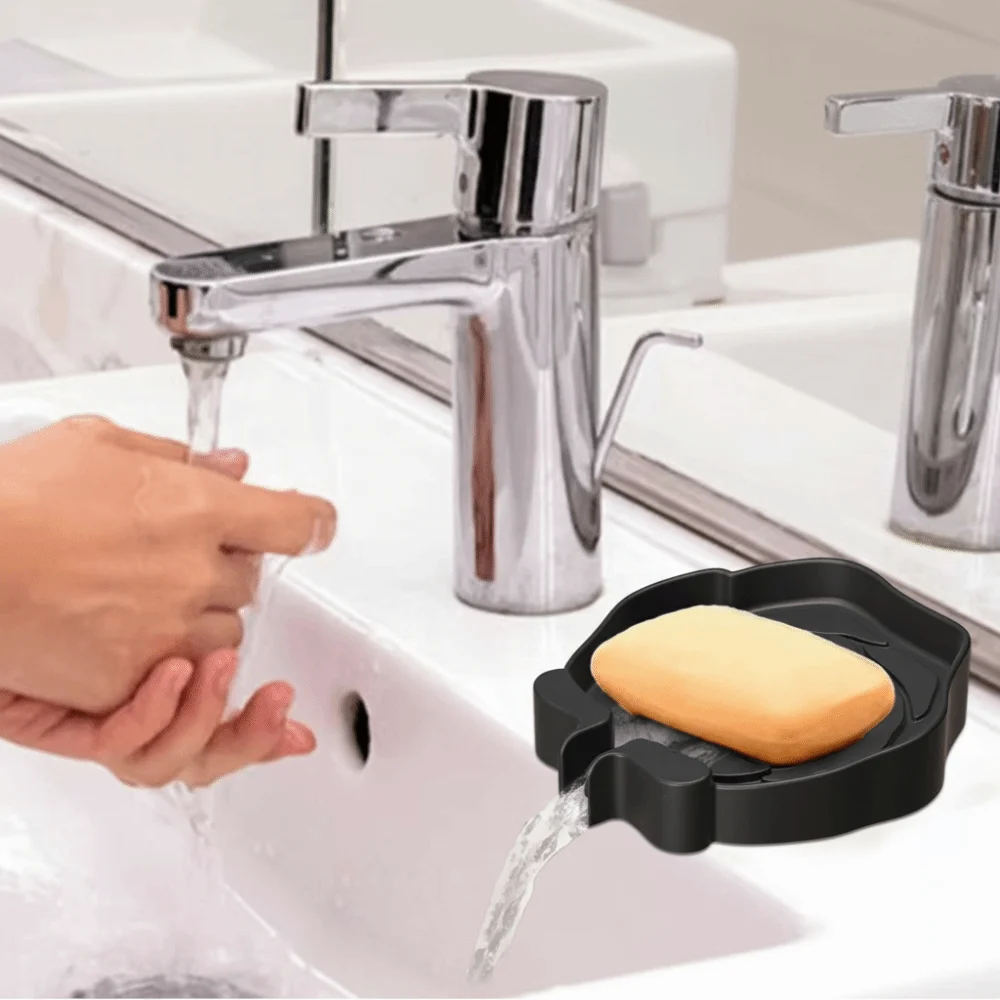 New Self Draining Drain Soap Box Flower Shape Silicone Bathroom Storage Rack Multi-scene Multifunctional Soap Tray Bathroom Use