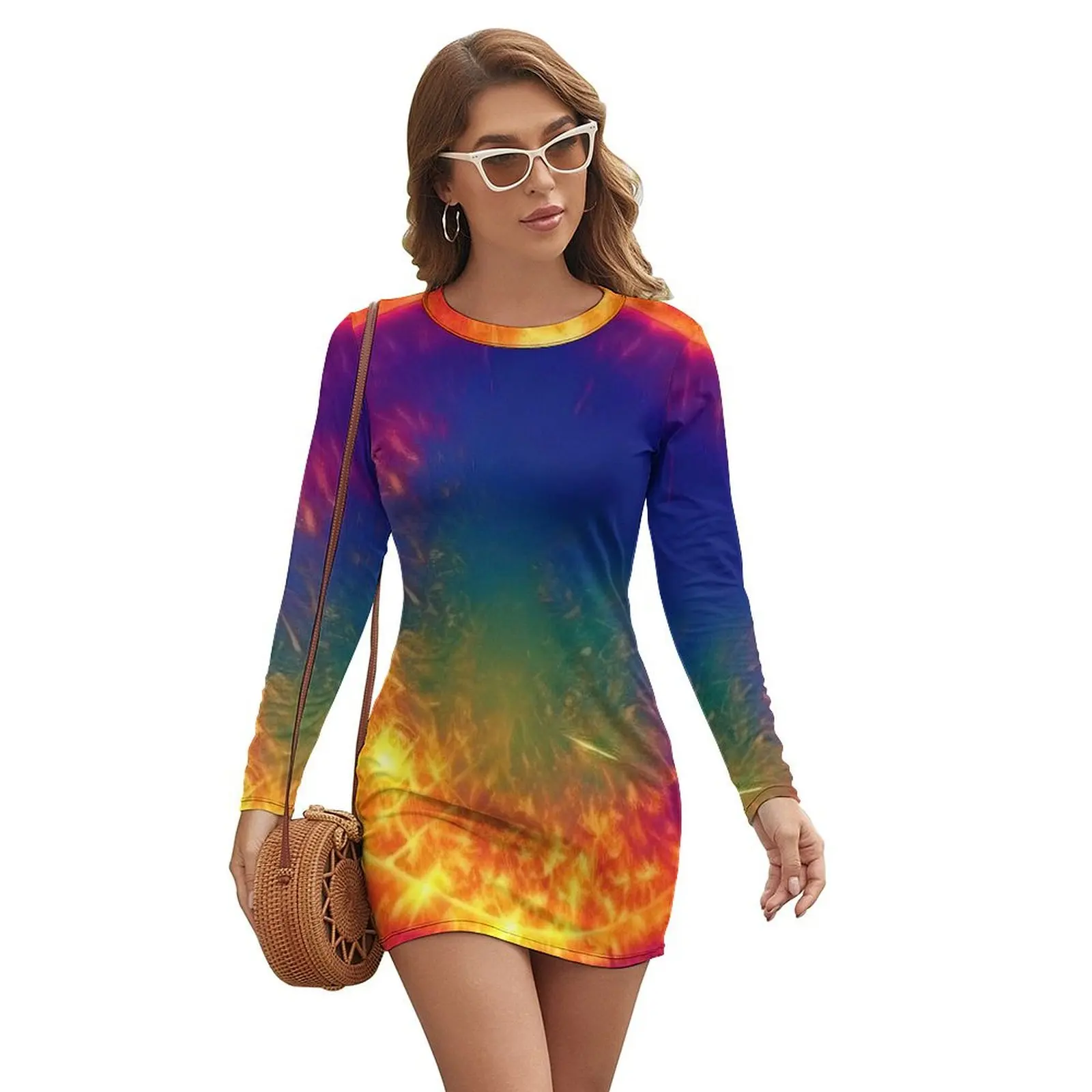 

Planetary Solar Flare-Modern Art Long-sleeved Dress Summer skirt Long dress woman