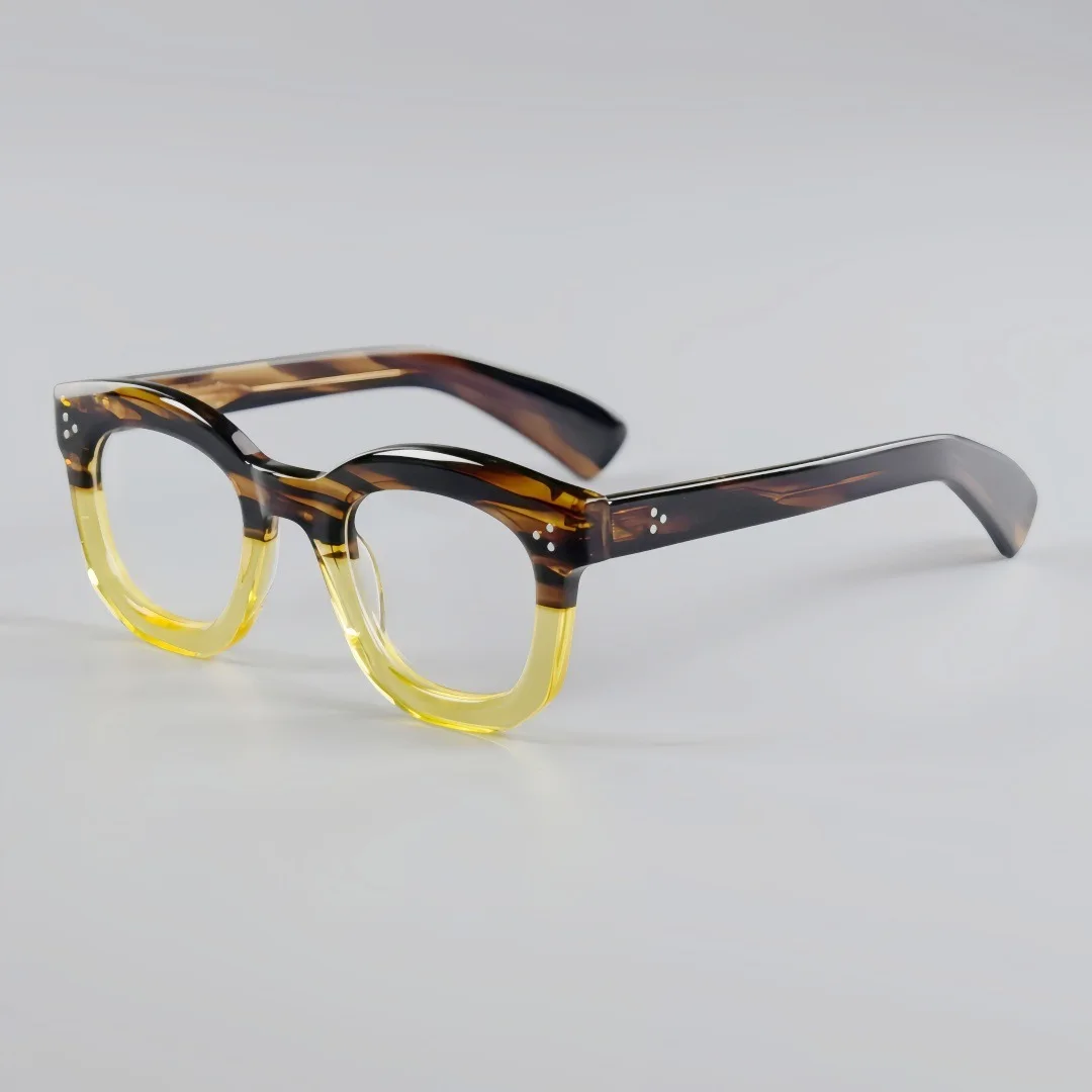 クラシックな厚いフレームのメガネ女性近視読書眼鏡カスタム男性光学処方レトロアセテート眼鏡抗青色光