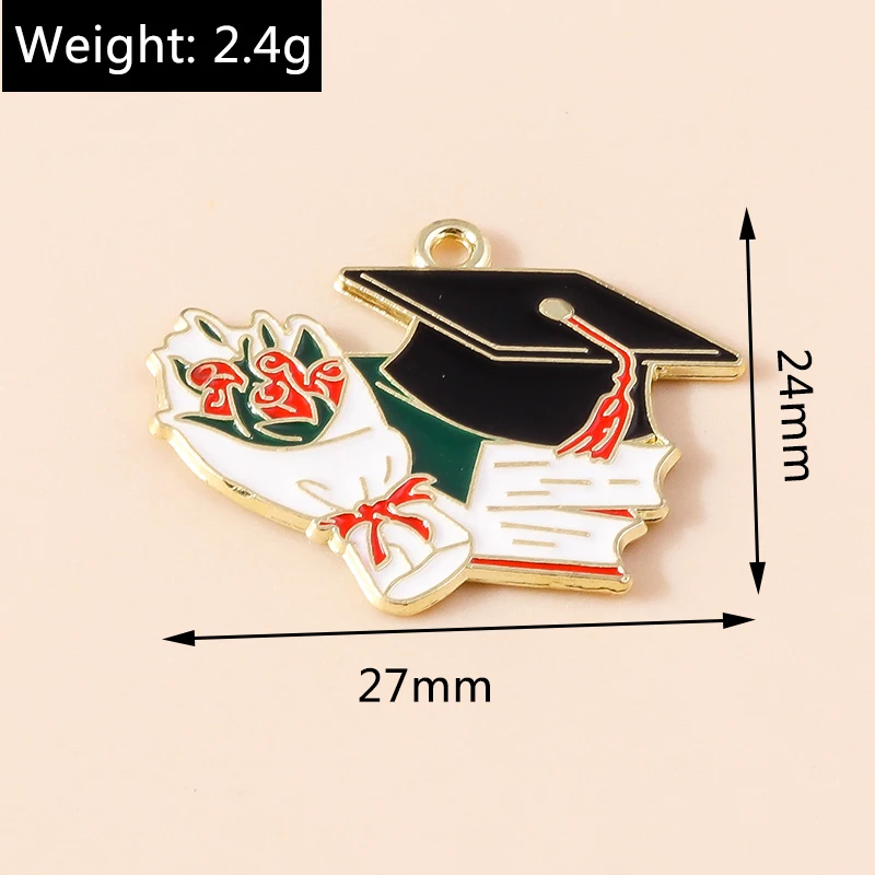 10pcs Enamel Graduation Ceremony Professor Students Mortarboard Charms for Necklaces Earrings DIY Jewelry Making Accessories