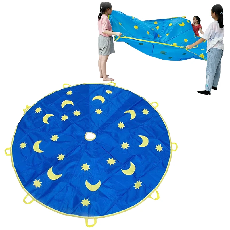 

3M Parent-child Outdoor Rainbow Umbrella Star Moon Umbrella Parachute Sport Teamwork Game Sensory Toy For Games Exercise Toy