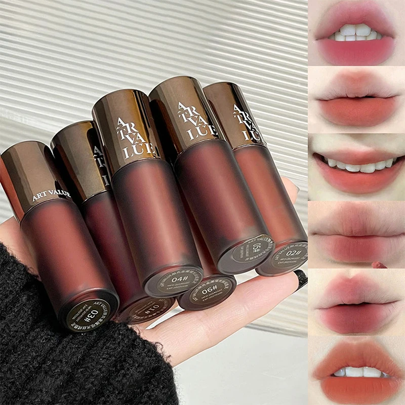 Punk metal matte velvet lip Mud Soft mist white lip glaze Pseudo plain Everything with Girlie Grey powder