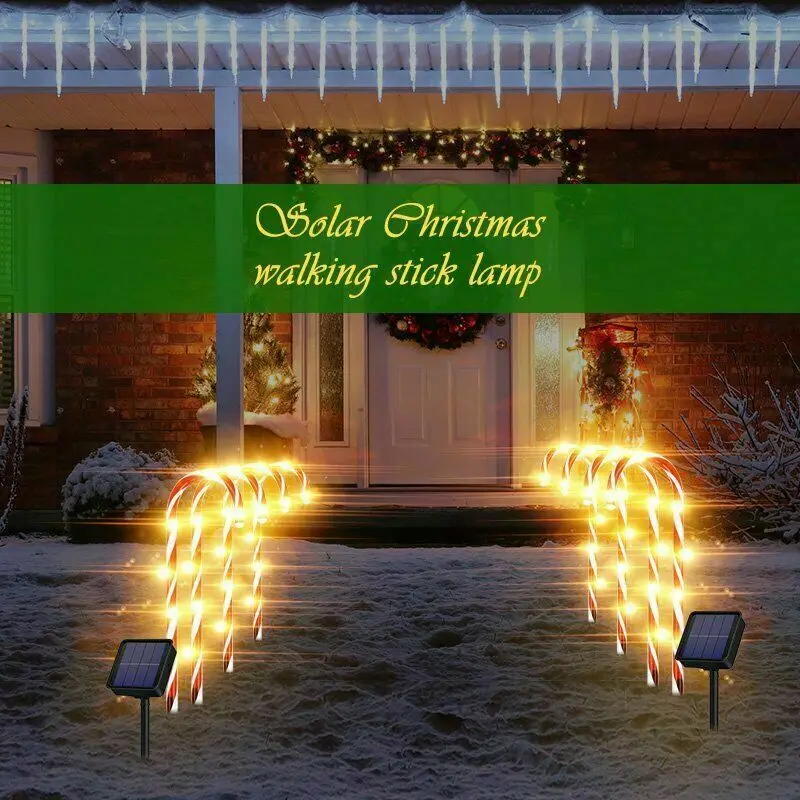 Luci di decorazione natalizia luci di canna di caramella solare lampada da prato solare a LED luci solari da esterno decorazioni natalizie per cortile da giardino