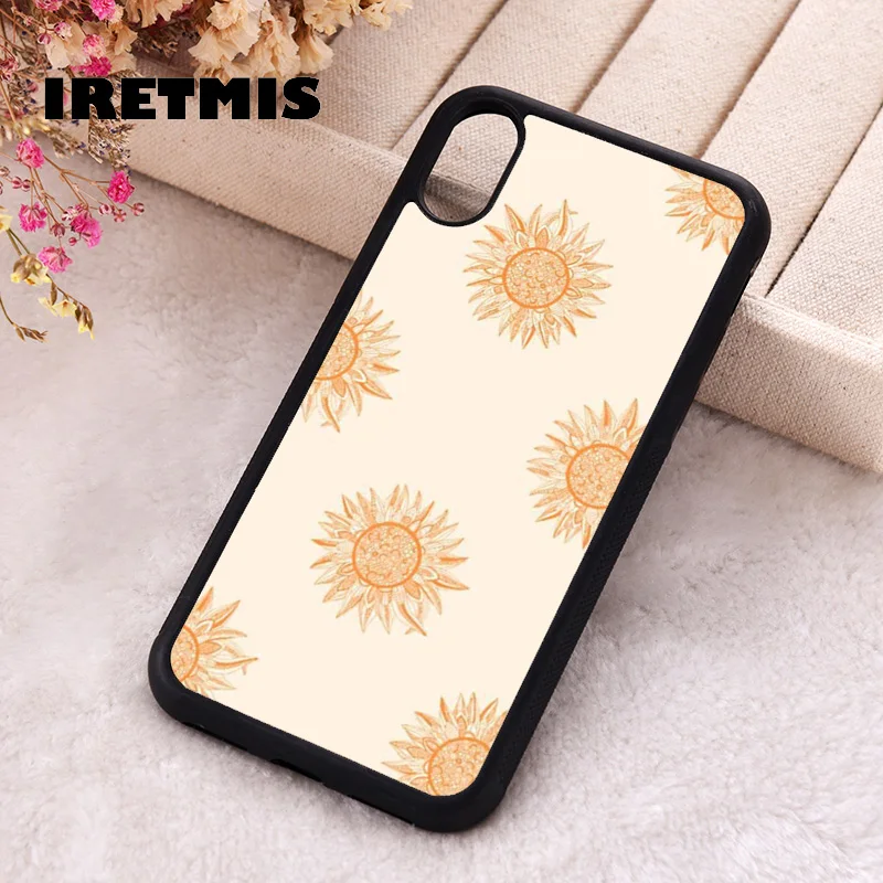 Iretmis Phone Cover Case For iPhone X XS Max XR 11 12 13 PRO MINI 14 15 16 Plus Rubber Silicone Yellow chrysanthemum