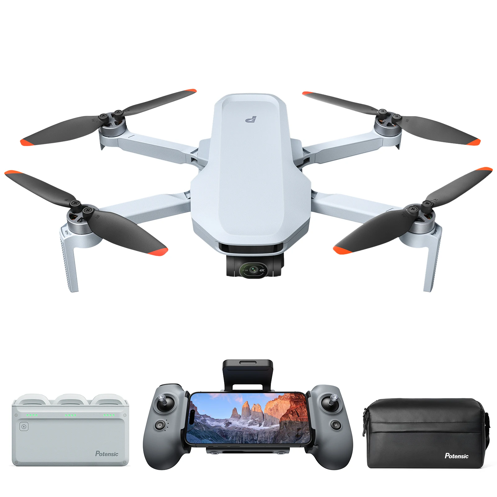 Potensic ATOM 2 Drone with Camera for Adults 4K Video, 8K Photo, Under 249g, 3-Axis Gimbal, 10KM Transmission, AI Track, Vertical Shooting, AI Stunning Night Shot, AI Track, 4X Digital Zoom, QuickShots, Fly More Combo