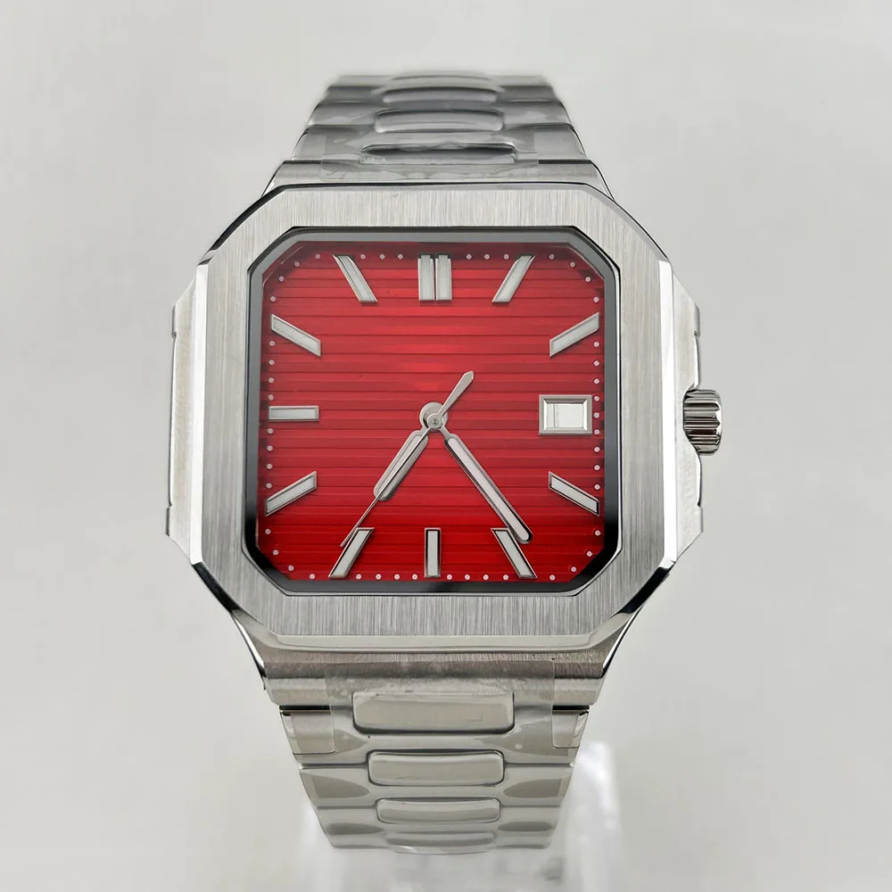 NH35 腕時計メンズ腕時計スクエアケース折りたたみバックル Nau 改良された NH35 NH38 ムーブメント腕時計