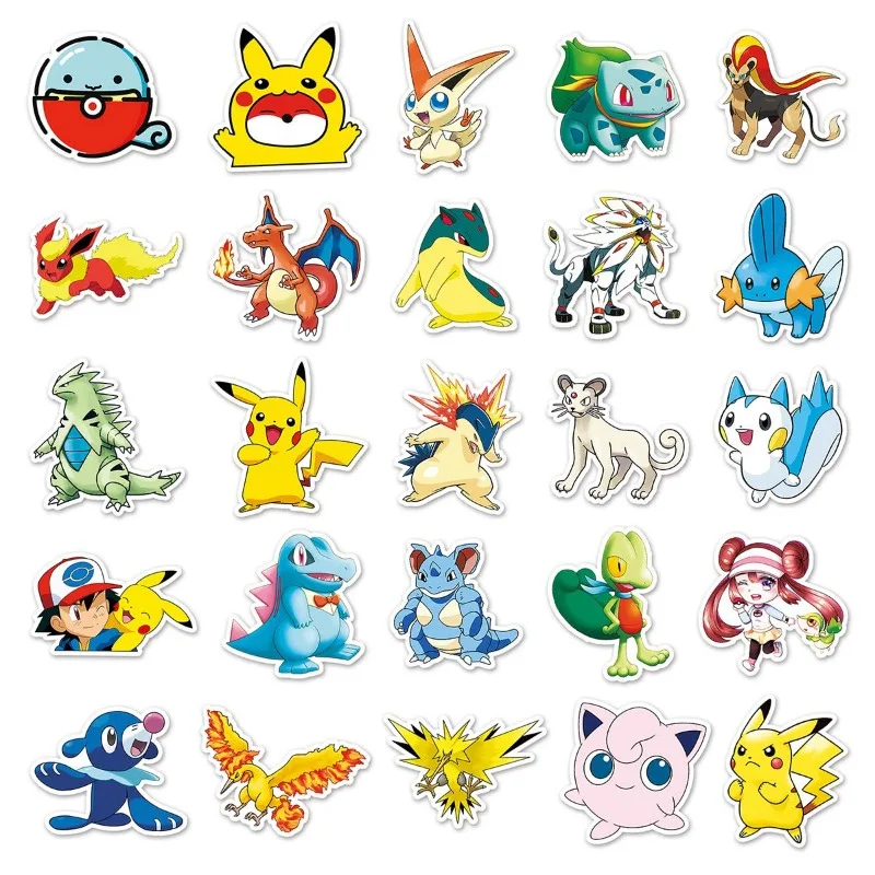 50PCS Cartoon Cute Pokémon Stickers Cell Phone Case Water Cup Luggage Notebook Electric Car Guitar Decoration Stickers Wholesale